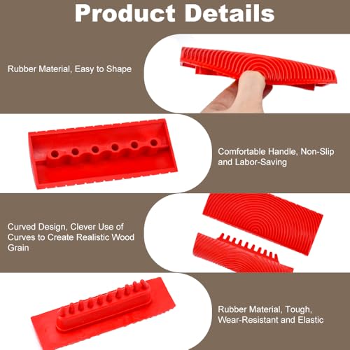 STAXAR 2 Stück Holzmaserung Werkzeug Painting Holzmaserungswalze Holzmaserungswalzen Werkzeuge Holzmaserung Gummi Tool Gummi Holzstruktur Werkzeug zum Dekorieren Gummi Malwerkzeug für Wanddekoration