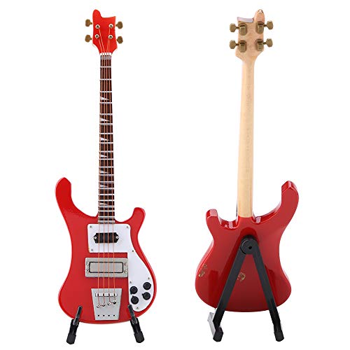 Cyrank Mini réplique de Guitare, modèle de Guitare Miniature modèle d’instrument de Guitare Ornements réplique de Guitare Basse Miniature Rouge avec Support et étui - Les Beatles, Paul McCartney, John Lennon, RIngo Starr, George Harrison Cyrank Mini réplique de Guitare, modèle de Guitare Miniature modèle d'instrument de Guitare Ornements réplique de Guitare Basse Miniature Rouge avec Support et étui