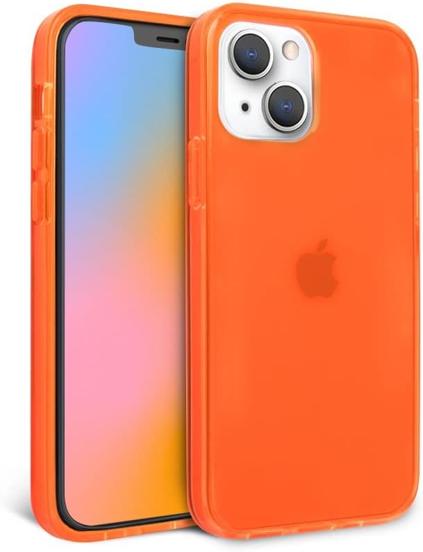 FELONY CASEiPhone 13 Mini Neon Orange Clear Protective Case, TPU and Polycarbonate Shock-Absorbing Bright Cover - Crack Proof with a Gloss Finish - Full iPhone Protection