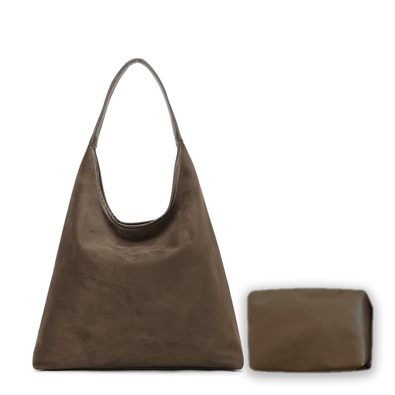 Womens 2025 Suede Shoulder Bag, Retro Boho Crescent Bags, Large Capacity Tote Handbags for Travel Work Shopping