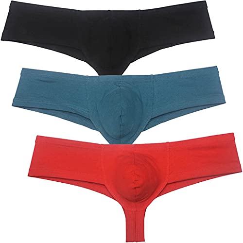 Men's Cotton Bikini Thong Mini Boxer Briefs Underwear Contour Pouch Brazilian Bikini Briefs