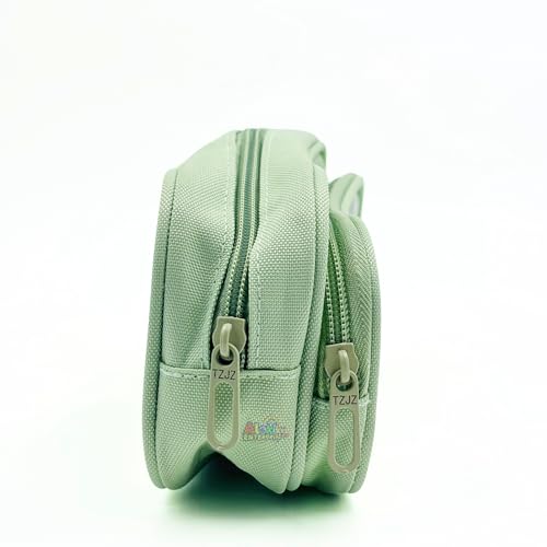 Image of Alokik Enterprise Cute Cartoon Pencil Pouch with Double Zipper & Transparent Window, Large Capacity Fabric Pen Case for School, Office, Students, Kids & Teens (Panda Have Fun with You Green Pouch)
