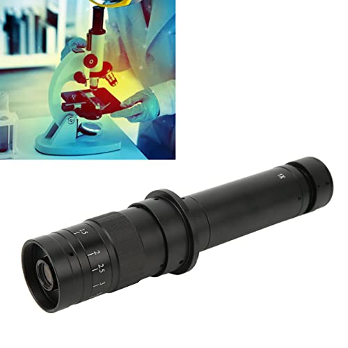 DAUERHAFT Monocular 300X Zoom C Mount Lens Microscope Lens Adapter 1X Eyepiece Lens Adjustable Magnification 0.7X to 4.5X Aluminum Alloy for Industry Microscope Camera