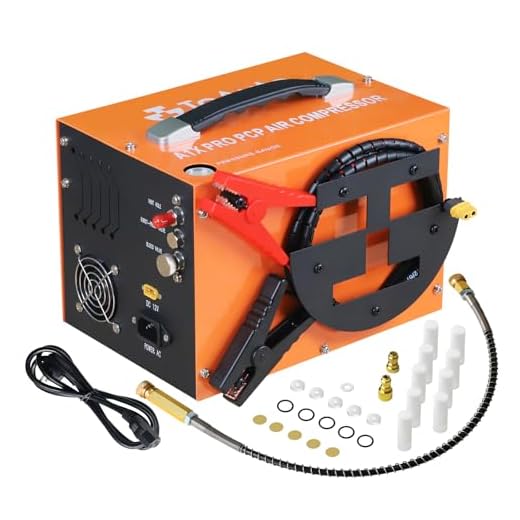 TOAUTO Compressor de ar A1X-PRO PCP, 4500Psi 30Mpa, design portátil de carretel de fio, conversor embutido, livre de água/óleo, partida com um botão, disco de ruptura, por bateria de carro de 110 V CA
