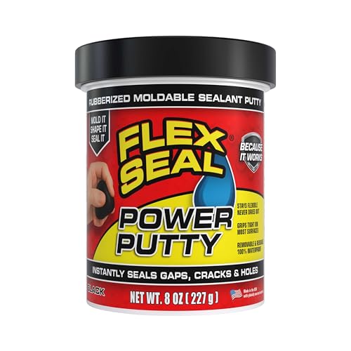 Flex Seal Power Putty Moldable Waterproof Rubberized Sealant Instantly Fills Gaps Cracks or Holes Removable Reusable Works Underwater Pipes Marine Auto RV Metal Plastic Wood Black 8 oz