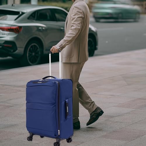 Image of LIGHTGO 3 Piece Set Ultra Lightweight Softshell Suitcase with TSA Lock & 360 Silent Wheels - Water-Resistant, Expandable Luggage in 20in, 24in, 28in Sizes for Easy Travel(Navy Blue)