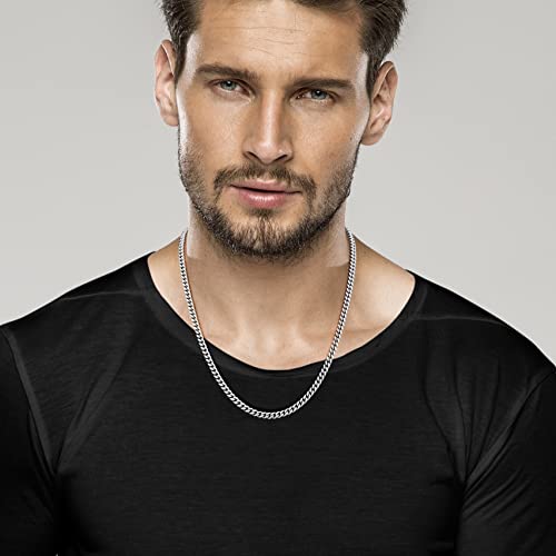 Miabella Italian Heavy 925 Sterling Silver Thick 3.2mm, 5mm, 7mm Curb Cuban Link Chain Necklace for Men Made in Italy4