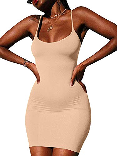 Image of LCNBA Sexy Spaghetti Strap Tank Dress Basic Backless Bodycon Club Party Mini Dress