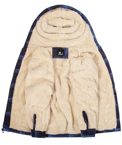 Image of GEEK LIGHTING Boys Flannel Jacket Sherpa Lined Hoodies Zip Up Fleece Plaid Shirt Jackets Winter Outdoor Coat Warm
