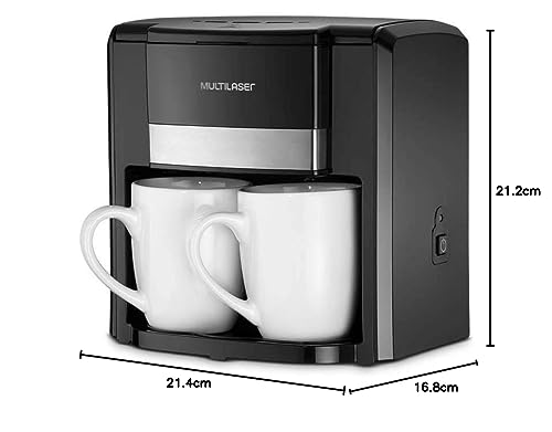 Cafeteira Elétrica 127V com 500W 2 Xícaras + Colher Dosadora + Filtro Permanente Preta Multilaser -