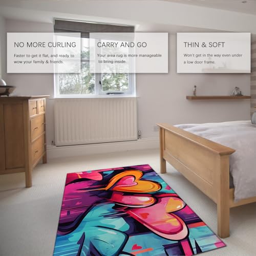 Tapis cœur antidérapant lavable pour un sol de salon sécurisé et propre