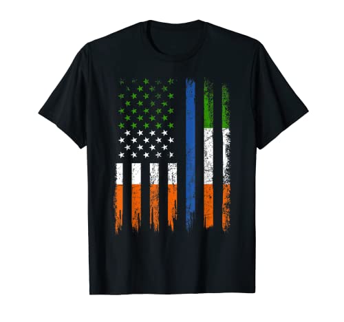 Línea Azul Delgada Bandera Americana Policía Irlandesa Camiseta