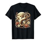 Dragón Floral Lunar carmesí en G0lden Art Noveau Camiseta
