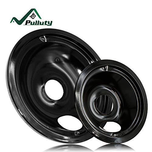 Pulluty Drip Pan Bowls Set WB31M20 and WB31M19 Porcelain Drip Pans -Replacement for GE Range Cooktop - 4 PACK