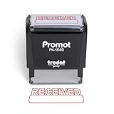 Promot Received Self Inking Rubber Stamp - Refillable Received Stamper - Business, Bookkeeping, Ordering, Accounting, Work, Office Stamps - Red Ink