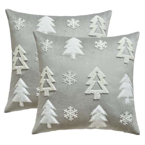 Kissenbezug Weihnachten 2 Stück, Weihnachtsdeko Kissenbezug 45x45 cm,...