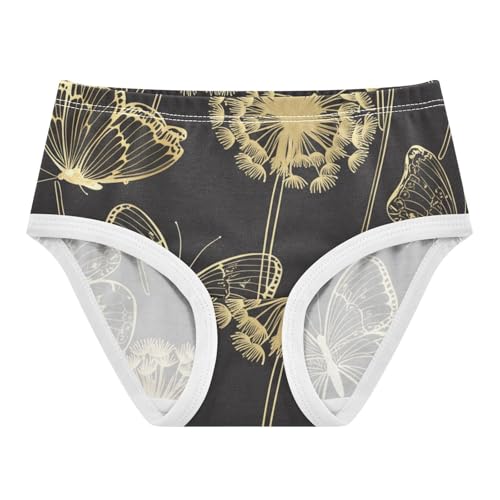 Gold Butterflies Dandelion Black Girl Panties Cute Toddler Underwear Custom Cotton Fun Kids Undies Briefs 2t