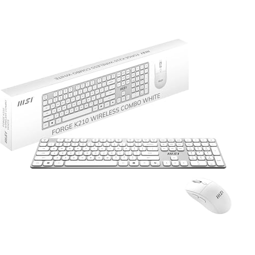 MSI Forge K210 Wireless Combo White FR Ensemble Clavier + Souris sans Fil - AZERTY, Disposition FR,...