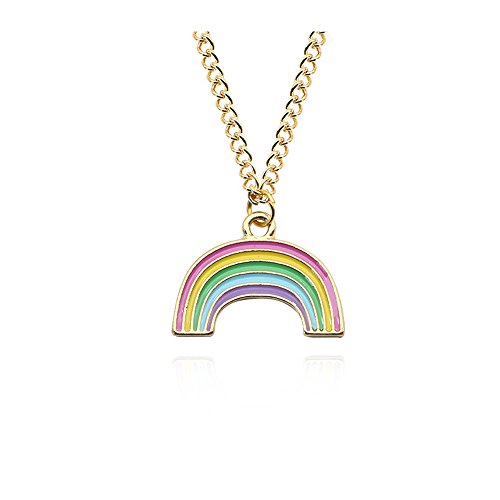 WLL Gold Enamel Colorful Rainbow Pendant Necklace Women Gifts
