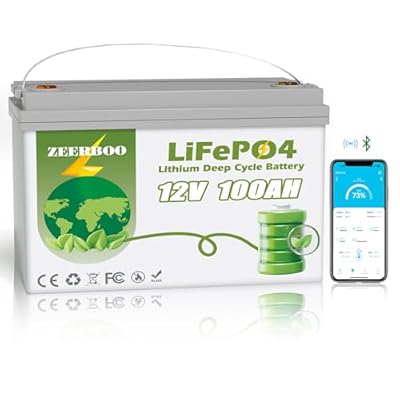 12V 100Ah Bluetooth LiFePO4 Battery, Group 31 Lithium Battery 100A BMS, Up to 15000 Deep Cycles, Perfect for Trolling Motors, Marine, Boat, RV, Solar etc.