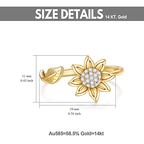 SISGEM Solid 14K Gold Sunflower Rings for Women Flower Engagement Rings, You are May Sunshine Rings Jewelry Gifts for Wife, Mom, Mother's Day, Anniversary4