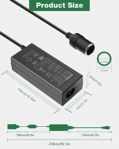 JOVNO AC to DC Converter 120W 12V 10A Car Cigarette Lighter Socket 100V-240V to 12V AC/DC Supply Adapter Transformer for Ttire Inflator/Car Vacuum Cleaner/Car Refrigerator Vehicle Electronic Device - Thumbnail 4