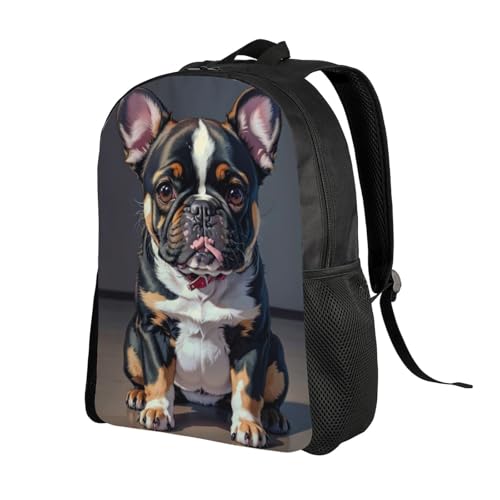 Durable Unisex 16 Backpack Dog Portrait Bulldog Water Resistant for Work Travel & Outdoor Adventures 16 Inch Devices2