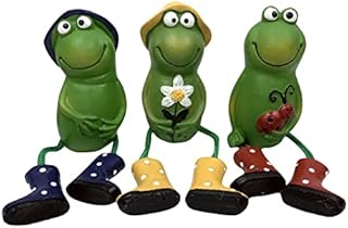 Frog Outdoor Garden Ornaments Sitting Toad Plant Pot Perchers Set of 3