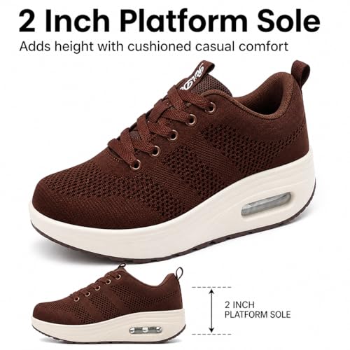 Image of Womens Platform Wide Walking Shoes Breathable Sneakers with Air Cushion Sole for Women, Lace-Up Width Shoe for Travel