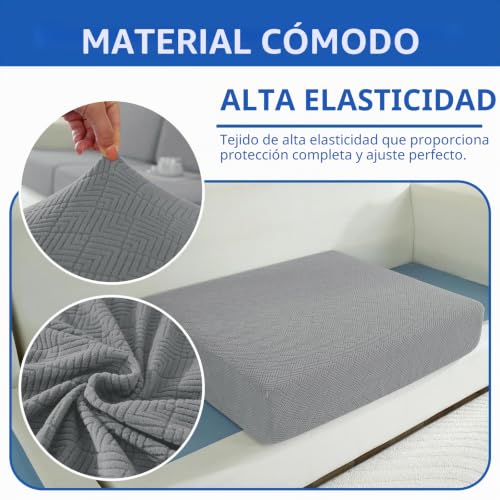 Miniatura 4 de Ystyle Funda Asiento Sofa Elástico, Funda Cojin Sofa Ajustable Antiarañazos, Cubierta Protector De Asiento Funda De Cojín Separado Antideslizante 1 Asiento 2 Chaise Longue, Gris Claro