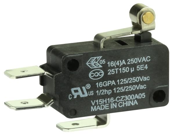 Honeywell, V15H16-CZ300A05-5Pack, Micro Switch™ Basic Switches: V-Basic Standard V15 Series Temperature Grade 150° C [302° F] 16 A 125/250 Vac 6 3 mm x 0 8 mm Quick Connect Terminals Single Pole D