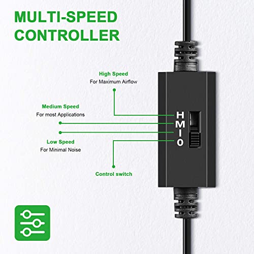 Ipower 120Mm Silent Usb Plant Ventilation Fan With Speed Controller, For Hydroponics Grow Tent, Greenhouse Air Circulation, Single, Black #TOP3