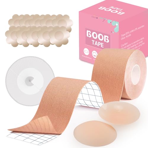 ZXZH Klebe BH Push Up Boob Tape - Brust Tape für Grosse Brüste - Boobietape - Unsichtbar Silikon Nipple Cover, Nippelpads und Fashion Tape Set ZXZH Klebe BH Push Up Boob Tape - Brust Tape für Grosse Brüste - Boobietape - Unsichtbar Silikon Nipple Cover, Nippelpads und Fashion Tape Set