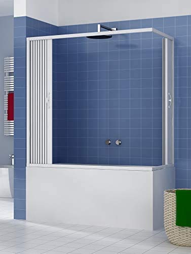 ROLLPLAST PINTO Box Vasca a Soffietto Modello Liberté, Due Lati con Due Ante ad Apertura Angolare, Cabina Doccia Salvaspazio in PVC Colore Bianco Made in Italy, arredo bagno, 70x150 cm