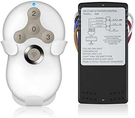 Hunter Fan Remote Control Replacement, Universal Ceiling Fan Remote Control Kit for Hunter Harbor Breeze Hampton Bay, 3-Speed Control Fans with Dimmer, Suitable for Hunter 99122 99123 99600