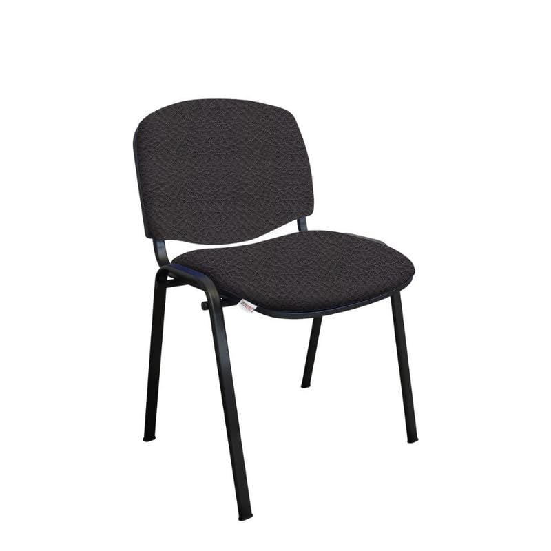 GALIZIA PRIME - Sedia Scrivania Senza Rotelle con Telaio Nero, Sedia Ufficio Senza Ruote Comoda, Impilabile, Sedie per Sala d'Attesa, Sala Riunioni, Conferenze (Finta Pelle - Nero)