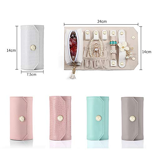 Vlando Small Travel Jewelry Roll Bag Organizer, Smart Size & Light Weight For Daily Jewelries (Mint Green) #TOP2