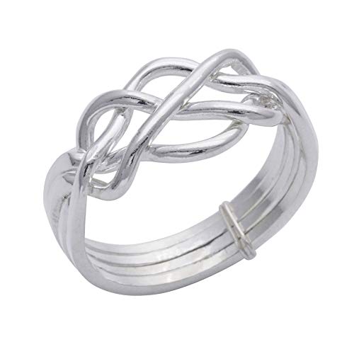 Silverly Celtic Knot Puzzle Solid Silver Rings for Women 925 - Men's Rings in Sterling Silver - Jewelry Gift - Unique Four Band - Promise Turkish Wedding Ring2
