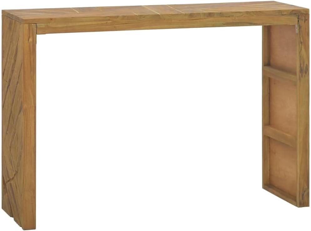 vidaXL Console Table, Entryway Table with 3D Shaped Legs, Narrow Side Table for Hallway Living Room, Farmhouse Style, Solid Teak Wood