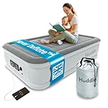 Huddle NEVER DEFLATE™ Luxury Single Air Bed, Good Housekeeping 2025 Air Mattress Winner, Dual Pump SlumberGuard™ Tech, Adjustable Firmness, Built-in Pump & USB Nightlight