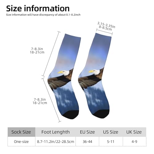 Bald Eagle Flying Crew Socks Women Men Cushioned Athletic Socks Adult Calf Socks Casual Above Ankle Sock3
