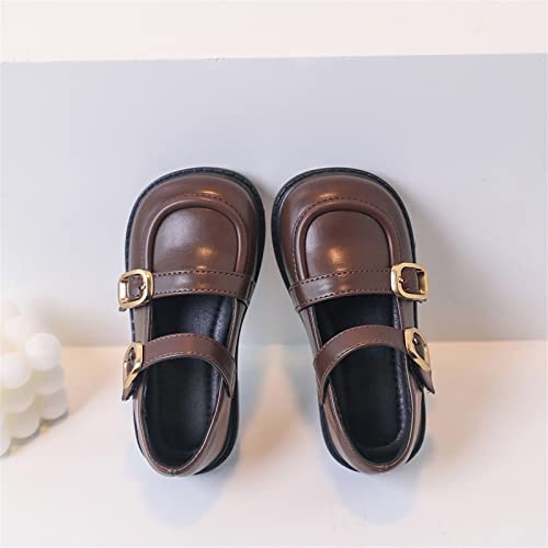Toddler Girls Mary Jane Shoes Little Kid Comfortable School Shoes PU Leather Dress Shoes for Big Kid (Brown, 13.5 Little Kids)3