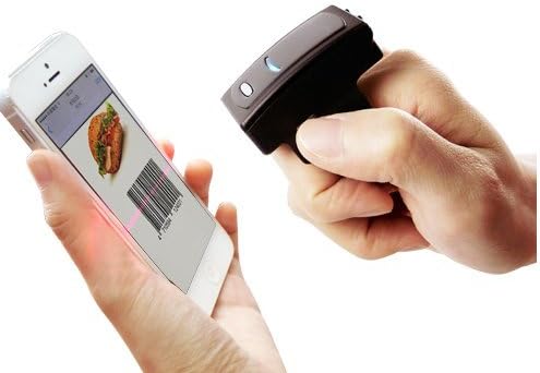 Arkscan AS500 barcode scanner scanning a barcode displayed on a smartphone screen.