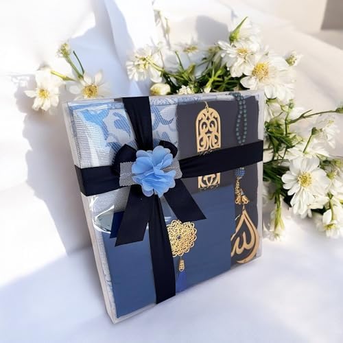 SAIKA Muslim Prayer Rug, 7 in One Gift Set, Prayer Mat Surah Book...