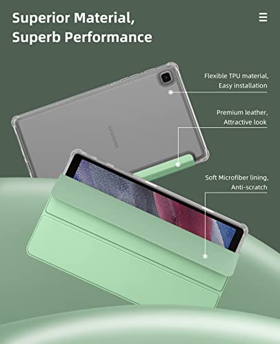 Image of MoKo Case Fits Samsung Galaxy Tab A7 Lite 8.7 inch 2021, Green | Slim Lightweight Smart Case Trifold Stand Case with Soft TPU Translucent Frosted Back Shell for Galaxy Tab A7 Lite
