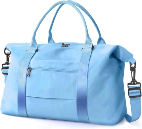 Rayki Travel Rucksacks Bag with Suitcase Strap, Water Resistant, 18.5 x 14.2 x 8.7 inches, Light Blue