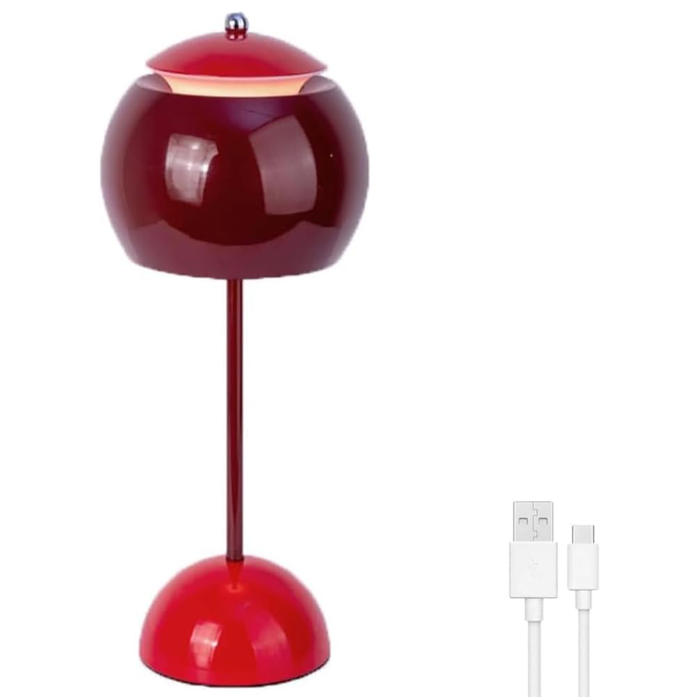 AoLa LED Mushroom Lamp Rechargeable Cordless Table Lamp Dimmable Touch Lamp USB Rechargeable Modern Design Battery Operated Cordless Bedside Lamp for Bedroom or Restaurant,Red