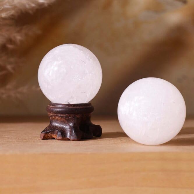 Image of Shubhanjali White Calcite Crystal Sphere Ball 100-120 GMS | Natural Polished Gemstone Sphere for Meditation, Reiki Practice, Feng Shui & Vastu Decor | Decorative Crystal Ball for Home & Office