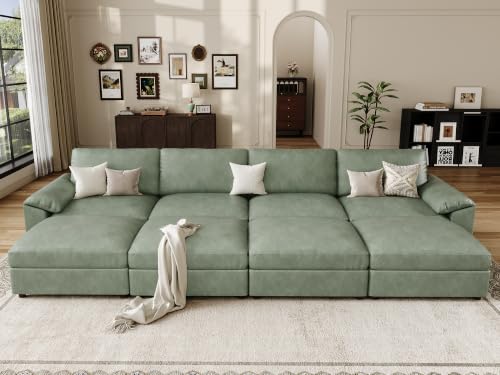 Image of EASE MOOSE Sectional Couches Bed for Living Room, Sleeper Sofa, Green