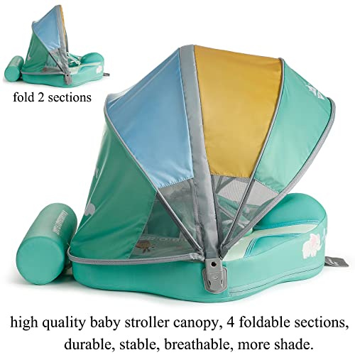 2023 New Mambobaby Swim Float With 3D Baby Stroller Canopy Mambo Baby Pool Float Non Inflatable Solid Infant Baby Float Ring With Tail For Baby Infant Aged 3-24 Months #TOP2